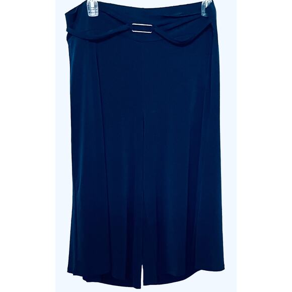 LANE BRYANT ANKLE PULL-ON CULOTTES, WOMENS, 18/20, NAVY BLUE WITH SILVER BUCKLE - Picture 1 of 10